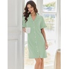 image:imageEkouaer Nightgowns for Women Button Down Sleep Shirts Short Sleeve Night Shirts V Neck Sleepwear Boyfriend Pajama DressLight Green