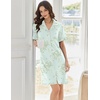 image:imageEkouaer Nightgowns for Women Button Down Sleep Shirts Short Sleeve Night Shirts V Neck Sleepwear Boyfriend Pajama DressLight Green Floral