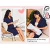 image:imageEkouaer Nightgowns for Women Button Down Sleep Shirts Short Sleeve Night Shirts V Neck Sleepwear Boyfriend Pajama DressNavy Blue