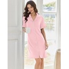 image:imageEkouaer Nightgowns for Women Button Down Sleep Shirts Short Sleeve Night Shirts V Neck Sleepwear Boyfriend Pajama DressPink
