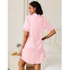image:imageEkouaer Nightgowns for Women Button Down Sleep Shirts Short Sleeve Night Shirts V Neck Sleepwear Boyfriend Pajama DressPink