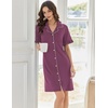 image:imageEkouaer Nightgowns for Women Button Down Sleep Shirts Short Sleeve Night Shirts V Neck Sleepwear Boyfriend Pajama DressPurple