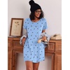 image:imageEkouaer Nightgowns for Women Cotton Night Gown 3 Pack Sleep Shirts Short Sleeve Nightshirt Soft Sleepwear NightdressBlackNavy BlueBlue Stars