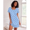 image:imageEkouaer Nightgowns for Women Cotton Night Gown 3 Pack Sleep Shirts Short Sleeve Nightshirt Soft Sleepwear NightdressBlackNavy BlueBlue Stars