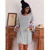 image:imageEkouaer Nightgowns for Women Cotton Night Gown 3 Pack Sleep Shirts Short Sleeve Nightshirt Soft Sleepwear NightdressBlackNavy BlueGrey Stripes
