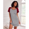 image:imageEkouaer Nightgowns for Women Cotton Night Gown 3 Pack Sleep Shirts Short Sleeve Nightshirt Soft Sleepwear NightdressBlackNavy BlueLight Grey