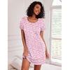 image:imageEkouaer Nightgowns for Women Cotton Night Gown 3 Pack Sleep Shirts Short Sleeve Nightshirt Soft Sleepwear NightdressBlackNavy BluePink Florals