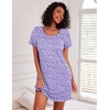 image:imageEkouaer Nightgowns for Women Cotton Night Gown 3 Pack Sleep Shirts Short Sleeve Nightshirt Soft Sleepwear NightdressBlackNavy BluePurple Abstract Dots