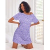 image:imageEkouaer Nightgowns for Women Cotton Night Gown 3 Pack Sleep Shirts Short Sleeve Nightshirt Soft Sleepwear NightdressBlackNavy BluePurple Abstract Dots