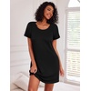 image:imageEkouaer Nightgowns for Women Cotton Night Gown 3 Pack Sleep Shirts Short Sleeve Nightshirt Soft Sleepwear NightdressBlackNavy BlueWhite Pink Florals
