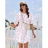 image:imageEkouaer Nightgowns for Women Cotton Night Gown 3 Pack Sleep Shirts Short Sleeve Nightshirt Soft Sleepwear NightdressBlackNavy BlueWhite Pink Florals