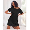 image:imageEkouaer Nightgowns for Women Cotton Night Gown 3 Pack Sleep Shirts Short Sleeve Nightshirt Soft Sleepwear NightdressBlackNavy BlueWhite Pink Florals