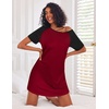 image:imageEkouaer Nightgowns for Women Cotton Night Gown 3 Pack Sleep Shirts Short Sleeve Nightshirt Soft Sleepwear NightdressBlackNavy BlueWine Red