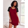 image:imageEkouaer Nightgowns for Women Cotton Night Gown 3 Pack Sleep Shirts Short Sleeve Nightshirt Soft Sleepwear NightdressBlackNavy BlueWine Red