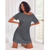 image:imageEkouaer Nightgowns for Women Cotton Night Gown 3 Pack Sleep Shirts Short Sleeve Nightshirt Soft Sleepwear NightdressNavy BlueAll GreyBrown Leopard
