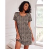 image:imageEkouaer Nightgowns for Women Cotton Night Gown 3 Pack Sleep Shirts Short Sleeve Nightshirt Soft Sleepwear NightdressNavy BlueAll GreyBrown Leopard