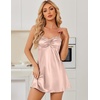 image:imageEkouaer Nightgowns for Women Sexy Lingerie Silk Night Gowns Satin Babydoll Sleepwear Slip Lace Night Dress SleepdressChampagne