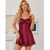 image:imageEkouaer Nightgowns for Women Sexy Lingerie Silk Night Gowns Satin Babydoll Sleepwear Slip Lace Night Dress SleepdressWine Red