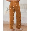 image:imageEkouaer Pajama Pants for Women Soft Comfy Pajama Sleep Bottoms Casual Stretch Wide Leg Lounge Pants with PocketsBrown Teddy