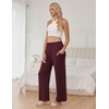 image:imageEkouaer Pajama Pants for Women Soft Comfy Pajama Sleep Bottoms Casual Stretch Wide Leg Lounge Pants with PocketsDark Red
