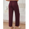 image:imageEkouaer Pajama Pants for Women Soft Comfy Pajama Sleep Bottoms Casual Stretch Wide Leg Lounge Pants with PocketsDark Red