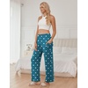 image:imageEkouaer Pajama Pants for Women Soft Comfy Pajama Sleep Bottoms Casual Stretch Wide Leg Lounge Pants with PocketsGreen Heart