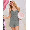 image:imageEkouaer Pajama Sets for Women Tank Top Pjs Summer Sexy Sleepwear with Shorts Cami Nightwear SXXLBlack Bow on Light Grey