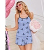 image:imageEkouaer Pajama Sets for Women Tank Top Pjs Summer Sexy Sleepwear with Shorts Cami Nightwear SXXLButterfly on Light Blue