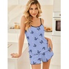 image:imageEkouaer Pajama Sets for Women Tank Top Pjs Summer Sexy Sleepwear with Shorts Cami Nightwear SXXLButterfly on Light Blue