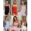 image:imageEkouaer Pajama Sets for Women Tank Top Pjs Summer Sexy Sleepwear with Shorts Cami Nightwear SXXLCherry on Pink