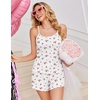 image:imageEkouaer Pajama Sets for Women Tank Top Pjs Summer Sexy Sleepwear with Shorts Cami Nightwear SXXLPink Floral on White