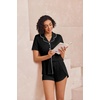 image:imageEkouaer Pajamas for Women Set Button Up Sleepwear 2 Piece Pjs Lounge Set Short Sleeve NightwearBlack