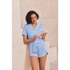 image:imageEkouaer Pajamas for Women Set Button Up Sleepwear 2 Piece Pjs Lounge Set Short Sleeve NightwearBlue