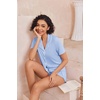 image:imageEkouaer Pajamas for Women Set Button Up Sleepwear 2 Piece Pjs Lounge Set Short Sleeve NightwearBlue