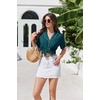 image:imageEkouaer Pajamas for Women Set Button Up Sleepwear 2 Piece Pjs Lounge Set Short Sleeve NightwearBlue Green