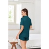 image:imageEkouaer Pajamas for Women Set Button Up Sleepwear 2 Piece Pjs Lounge Set Short Sleeve NightwearBlue Green