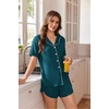 image:imageEkouaer Pajamas for Women Set Button Up Sleepwear 2 Piece Pjs Lounge Set Short Sleeve NightwearBlue Green