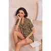 image:imageEkouaer Pajamas for Women Set Button Up Sleepwear 2 Piece Pjs Lounge Set Short Sleeve NightwearBrown Leopard