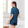 image:imageEkouaer Pajamas for Women Set Button Up Sleepwear 2 Piece Pjs Lounge Set Short Sleeve NightwearDark Blue