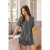 image:imageEkouaer Pajamas for Women Set Button Up Sleepwear 2 Piece Pjs Lounge Set Short Sleeve NightwearDark Gray