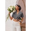 image:imageEkouaer Pajamas for Women Set Button Up Sleepwear 2 Piece Pjs Lounge Set Short Sleeve NightwearDark Gray