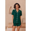 image:imageEkouaer Pajamas for Women Set Button Up Sleepwear 2 Piece Pjs Lounge Set Short Sleeve NightwearGreen