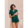 image:imageEkouaer Pajamas for Women Set Button Up Sleepwear 2 Piece Pjs Lounge Set Short Sleeve NightwearGreen