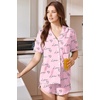 image:imageEkouaer Pajamas for Women Set Button Up Sleepwear 2 Piece Pjs Lounge Set Short Sleeve NightwearHeart
