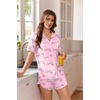 image:imageEkouaer Pajamas for Women Set Button Up Sleepwear 2 Piece Pjs Lounge Set Short Sleeve NightwearHeart
