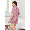 image:imageEkouaer Pajamas for Women Set Button Up Sleepwear 2 Piece Pjs Lounge Set Short Sleeve NightwearHeart Leopard Print