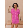 image:imageEkouaer Pajamas for Women Set Button Up Sleepwear 2 Piece Pjs Lounge Set Short Sleeve NightwearHot Leopard