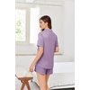image:imageEkouaer Pajamas for Women Set Button Up Sleepwear 2 Piece Pjs Lounge Set Short Sleeve NightwearLavender
