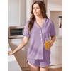 image:imageEkouaer Pajamas for Women Set Button Up Sleepwear 2 Piece Pjs Lounge Set Short Sleeve NightwearLavender