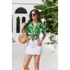 image:imageEkouaer Pajamas for Women Set Button Up Sleepwear 2 Piece Pjs Lounge Set Short Sleeve NightwearLeaves